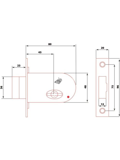 Reteszzár, bevéső, duplatollú, 2 kulccsal, 45mmx20mm Flame