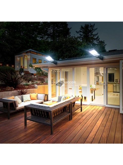 Napelemes LED lámpa mozgásérzékelővel, fali konzollal és távirányítóval 200 W