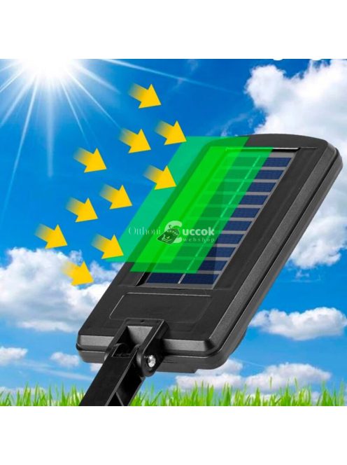 Napelemes LED lámpa mozgásérzékelővel, fali konzollal és távirányítóval 200 W