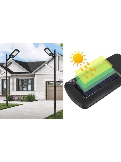 Napelemes LED lámpa mozgásérzékelővel, fali konzollal és távirányítóval 200 W