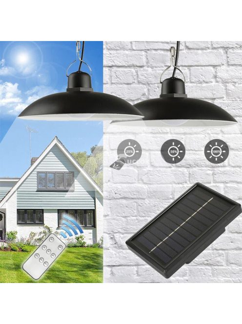 2 darab retro függeszthető napelemes LED lámpa távirányítóval és szolár panellel