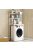 3 szintes masszív fém fürdőszobai polcrendszer mosógép fölé fa polcokkal, fehér - 175 cm