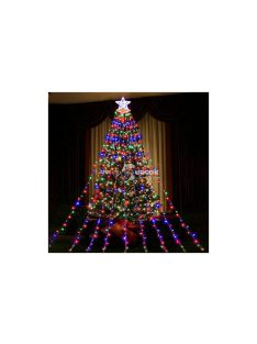   Karácsonyi vízesés fényfüzér csillaggal, 8 programmal, 360 LED, színes