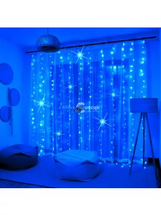   LED fényfüggöny 3x2,8 m-es 8 programos, kül-, és beltéri, sorolható - kék