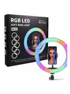   LED körvaku telefontartóval, 2 méteres teleszkópos állvánnyal, állítható színekkel