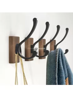   Elite Home® 4 darabos rusztikus ruhafogas szett, fa + aluminium, kétoldalú ragasztóval és csavarokkal