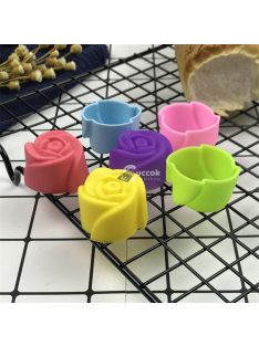   12 részes színes szilikon muffin sütőforma - rózsa forma