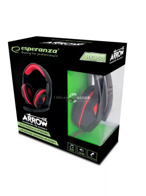 Esperanza Gaming fejhallgató mikrofonnal piros 