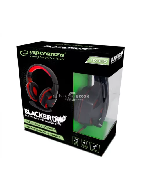 Esperanza Gaming fejhallgató mikrofonnal fekete/piros