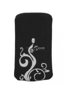 Esperanza mobiltelefon tok fekete fehér virággal M méret