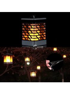 75 LED-es tűzhatású felakasztható napelemes kerti lámpa