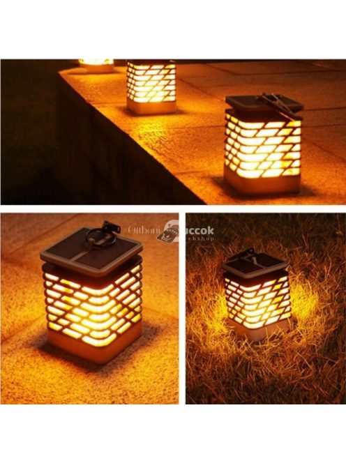 75 LED-es tűzhatású felakasztható napelemes kerti lámpa