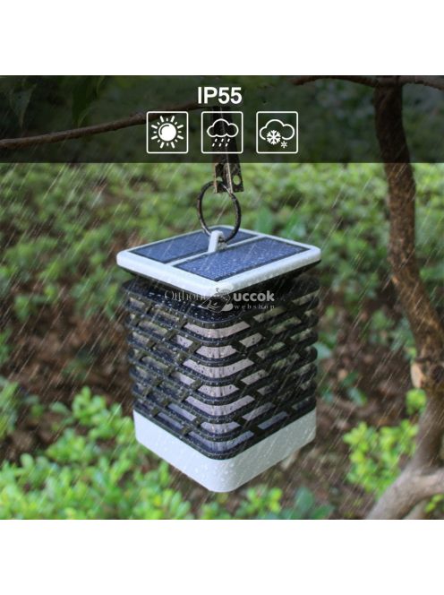 75 LED-es tűzhatású felakasztható napelemes kerti lámpa