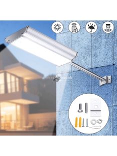   70 LED-es napelemes fali utcalámpa 5 világítási móddal, mozgásérzékelővel