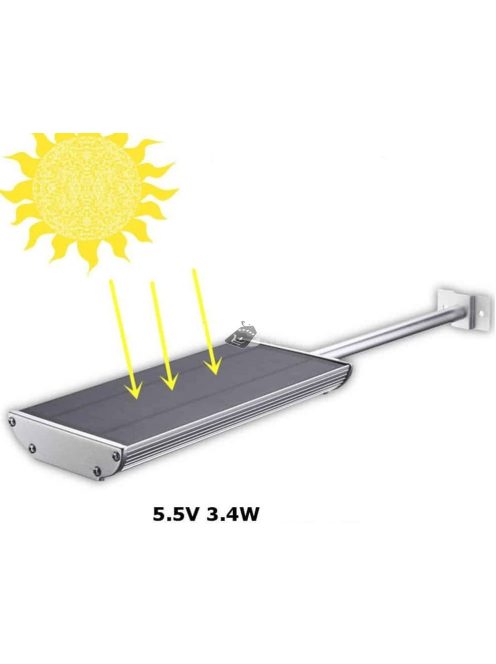 70 LED-es napelemes fali utcalámpa 5 világítási móddal, mozgásérzékelővel