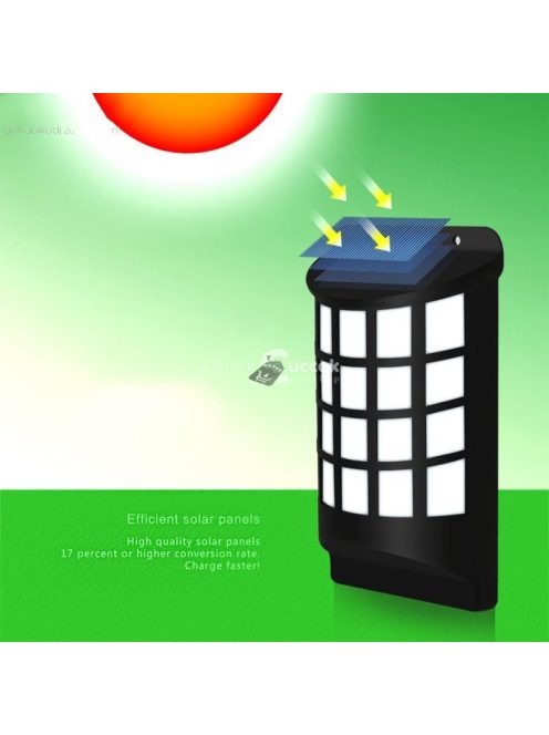 Hangulatos láng hatású napelemes fali lámpa, dekoráció