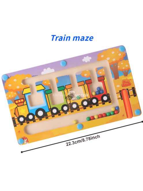 Mágneses fa vasúti labirintus kirakós játék