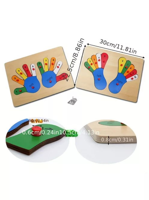 Gyerektenyér és láb fa kirakós játék