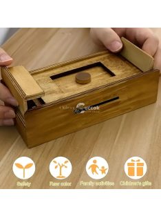 Fa Puzzle Pénzes Doboz Titkos Rekeszzel