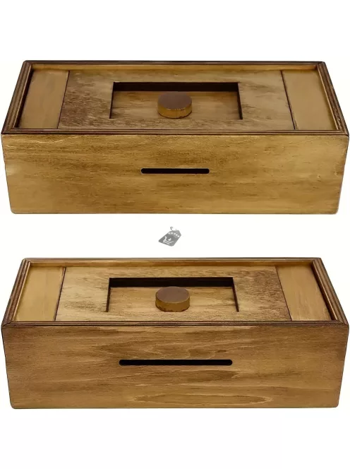 Fa Puzzle Pénzes Doboz Titkos Rekeszzel