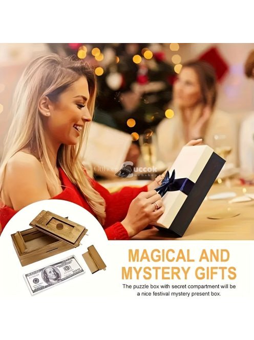 Fa Puzzle Pénzes Doboz Titkos Rekeszzel