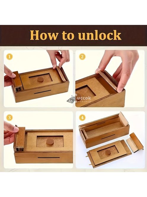 Fa Puzzle Pénzes Doboz Titkos Rekeszzel
