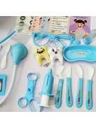 Játék állatorvosi szett, sztetoszkóppal, fecskendővel és fogászati eszközökkel