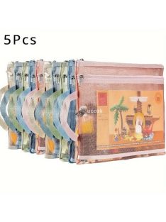   5 darab színes, hálós cipzáras táska, dupla rétegű nylon kirakó játék tároló szervező