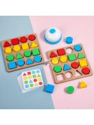 Fa geometriai alakzat illesztő építőkocka, asztali versenyjáték a gyermekek gondolkodási készségének fejlesztésére