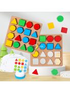 Fa geometriai alakzat illesztő építőkocka, asztali versenyjáték a gyermekek gondolkodási készségének fejlesztésére