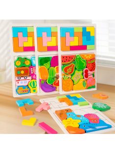   Színes 3D Fa Puzzle - Fejlesztő Játék Gyerekeknek, Fejleszti az Intelligenciát és Kreativitást