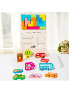   Színes 3D Fa Puzzle - Fejlesztő Játék Gyerekeknek, Fejleszti az Intelligenciát és Kreativitást