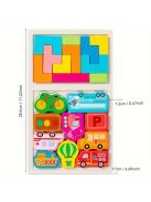 Színes 3D Fa Puzzle - Fejlesztő Játék Gyerekeknek, Fejleszti az Intelligenciát és Kreativitást