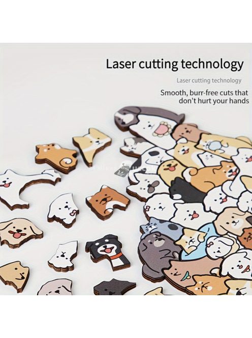 50 db-os fa puzzle, vegyes színekben, szabálytalan alakú kutya, macska, panda kialakítás