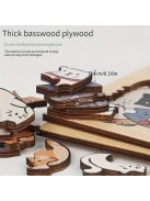 50 db-os fa puzzle, vegyes színekben, szabálytalan alakú kutya, macska, panda kialakítás