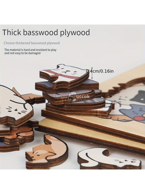 50 db-os fa puzzle, vegyes színekben, szabálytalan alakú kutya, macska, panda kialakítás