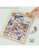 50 db-os fa puzzle, vegyes színekben, szabálytalan alakú kutya, macska, panda kialakítás