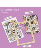 50 db-os fa puzzle, vegyes színekben, szabálytalan alakú kutya, macska, panda kialakítás