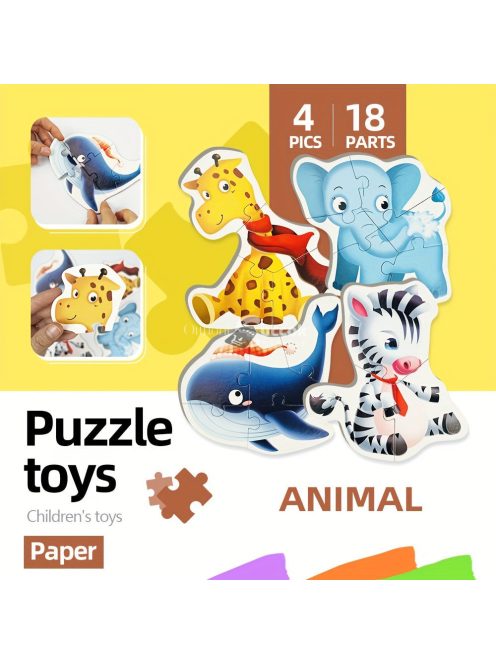 18 darabos Állatos Puzzle Készlet Gyerekeknek
