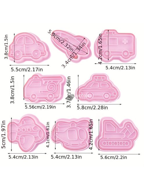 8db jármű alakú kekszforma