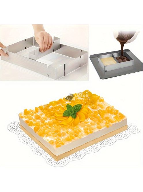 Négyszögletes Rozsdamentes Acél Állítható Tortaforma