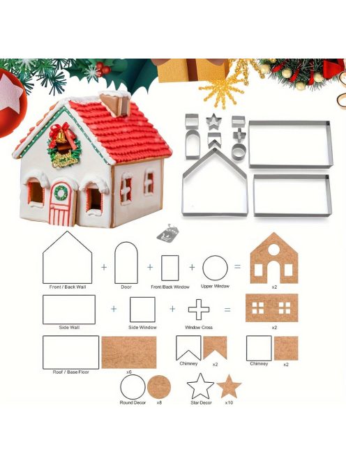 10 darabos, Rozsdamentes Acél Karácsonyi Süteményszaggató Készlet