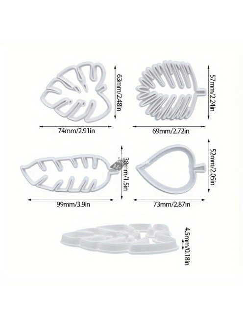 4 db-os levél formájú süteményforma