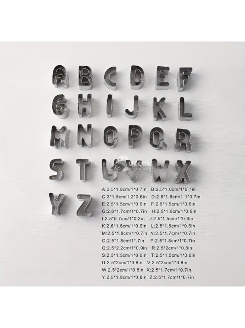 26db, rozsdamentes acél ábécés sütivágók