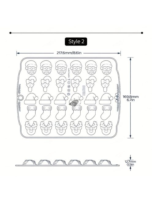 1db, Karácsonyi csokoládé forma, 3D szilikon forma