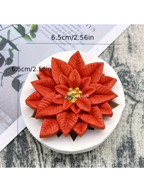 Karácsonyi piros virág szilikon öntőforma sütéshez és cukorka díszítéshez