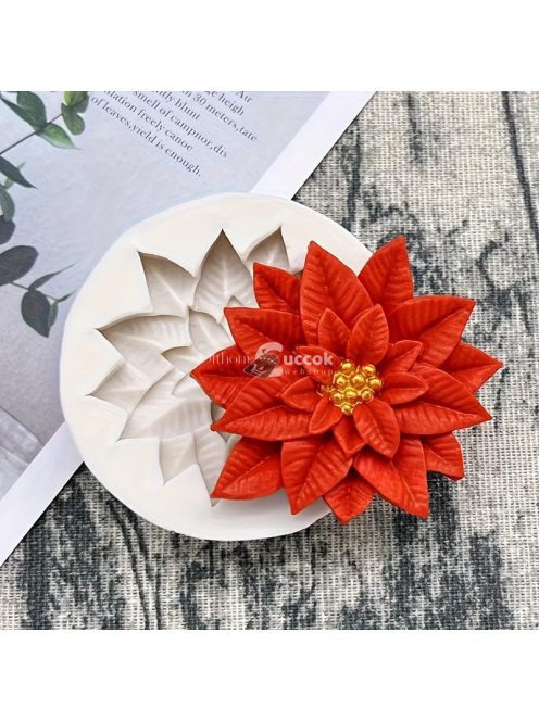 Karácsonyi piros virág szilikon öntőforma sütéshez és cukorka díszítéshez