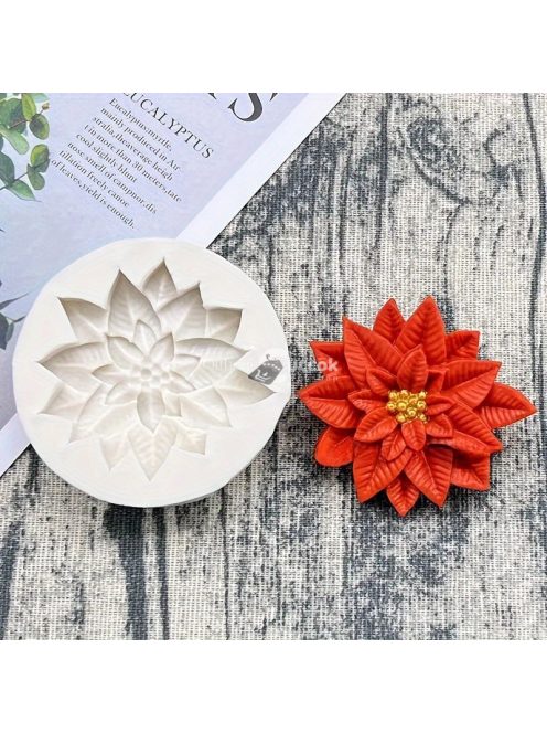 Karácsonyi piros virág szilikon öntőforma sütéshez és cukorka díszítéshez