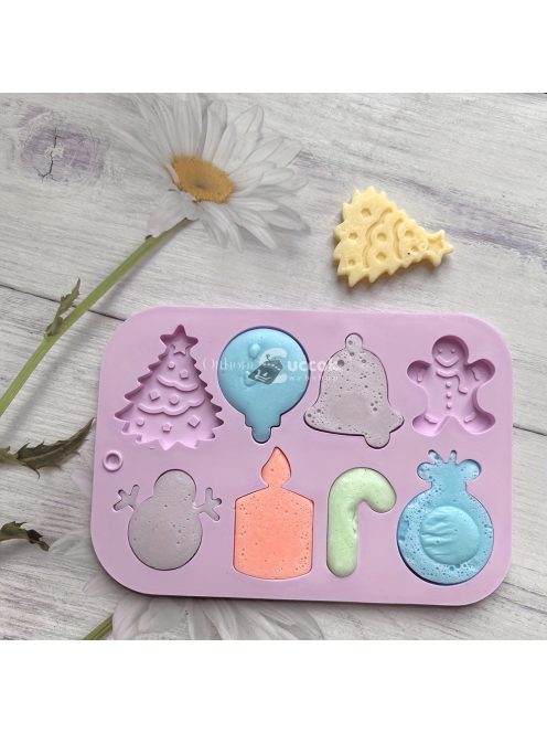 Karácsonyi Hóember, Csengő, Gyertya Csokoládé Szilikon Öntőforma