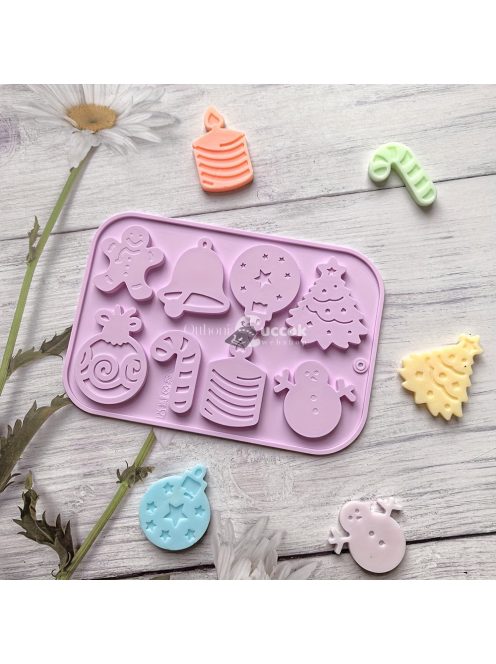 Karácsonyi Hóember, Csengő, Gyertya Csokoládé Szilikon Öntőforma